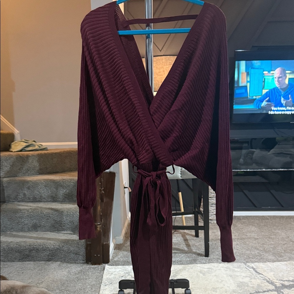 Fashion Nova Deep Red Ribbed Sweater